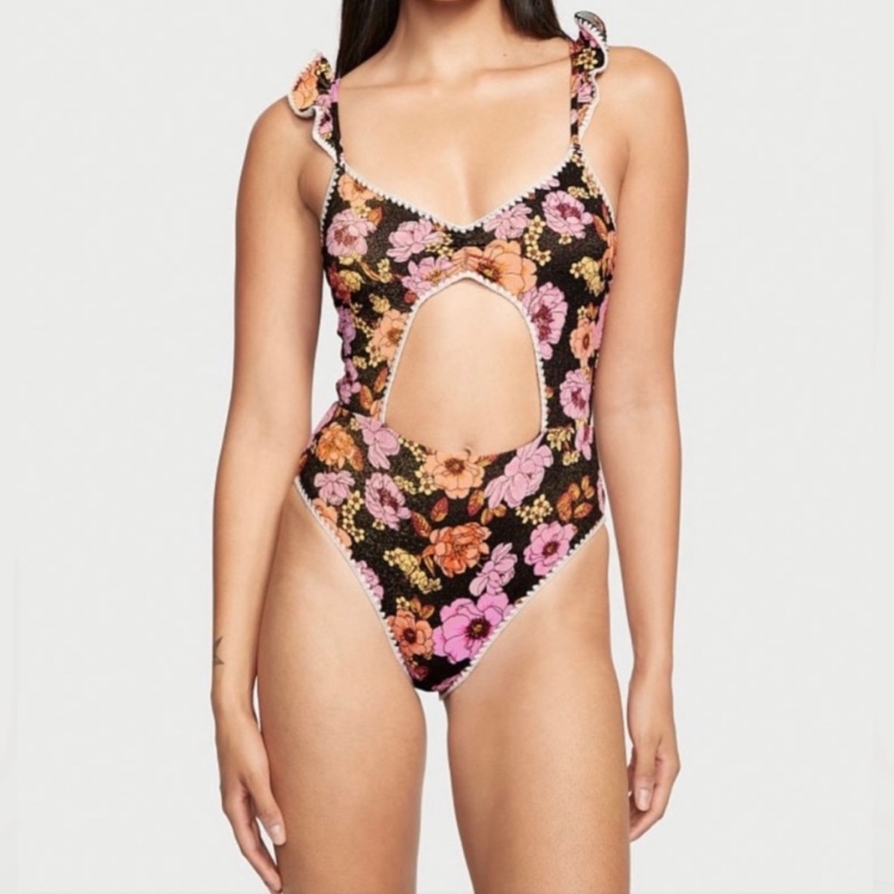 Victoria’s Secret one piece swimsuit - brown floral shimmer